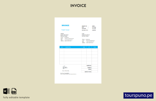 Plantilla de formato de factura simple y gratuita lista para imprimir